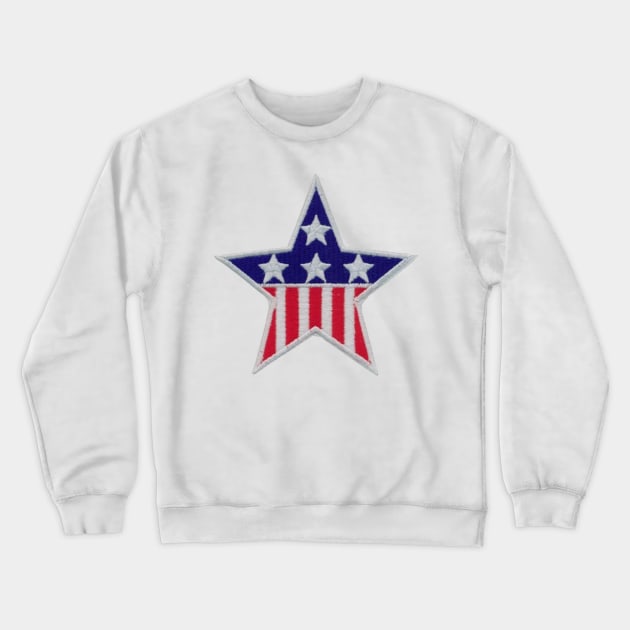 Embroidery American Star Stickers Crewneck Sweatshirt by anacarminda